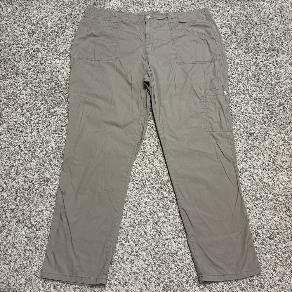 Liz Claiborne Cargo Pants Women's 14 Brown Stretch Utility‎ Straight Leg